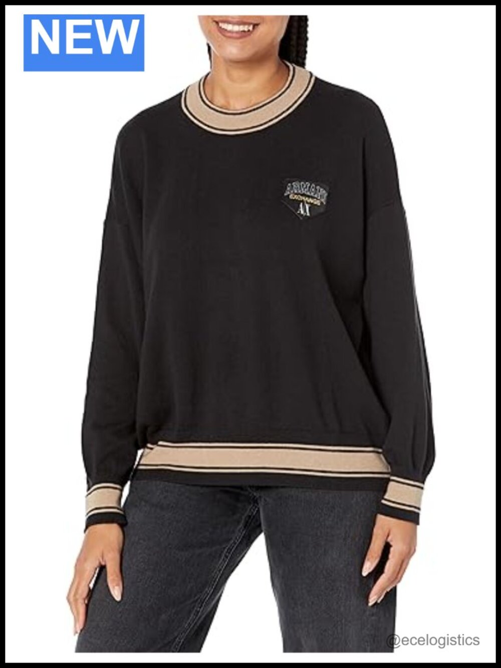 Armani Exchange Women's Cotton Knit Pullover Sweater Collegiate Capsule Crewneck
